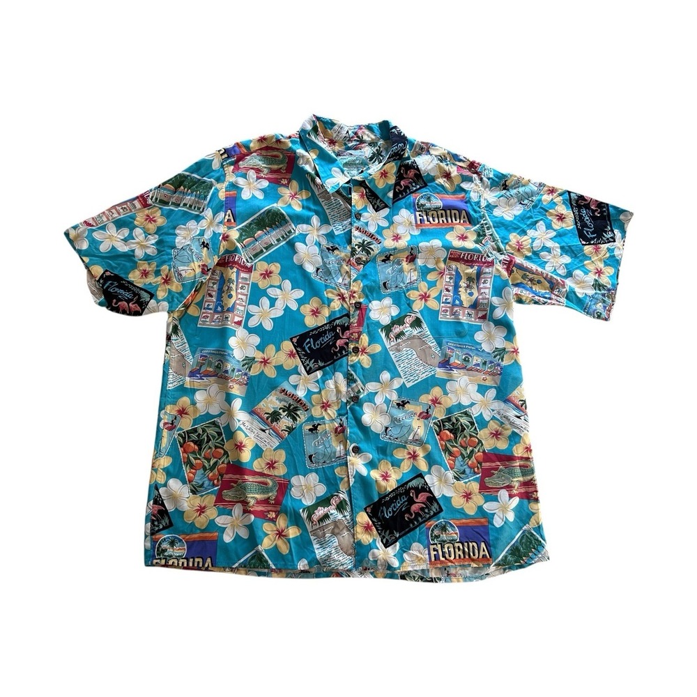 Vintage‎ Reyn Spooner Florida-Themed Aloha Size XL Hawaiian Shirt